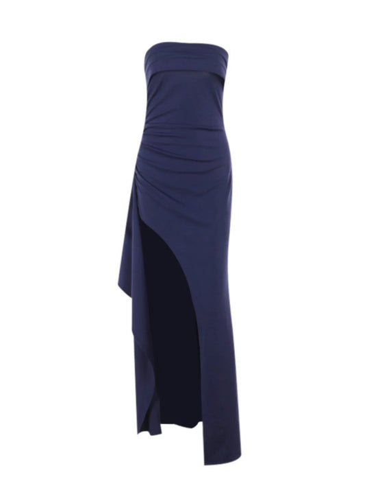 Classy Mermaid Royal Blue Slit Long Prom Dresses Formal Gown Summer Wedding Guest Dress Wedding Outfits For Guest W0649