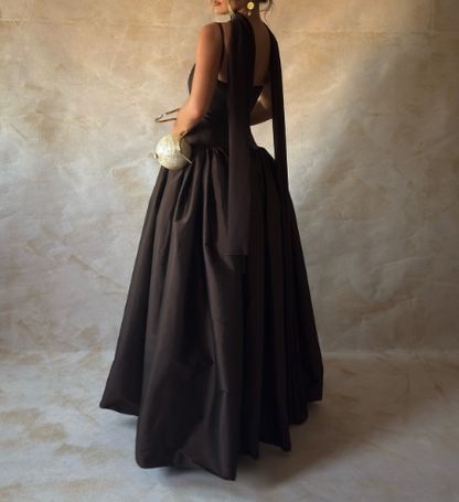 Classy Ball Gown Strapless Sleeveless Black Formal Long Prom Gown Summer Wedding Guest Dress Bridal Guest Dresses Wedding Outfits For Guest W1072