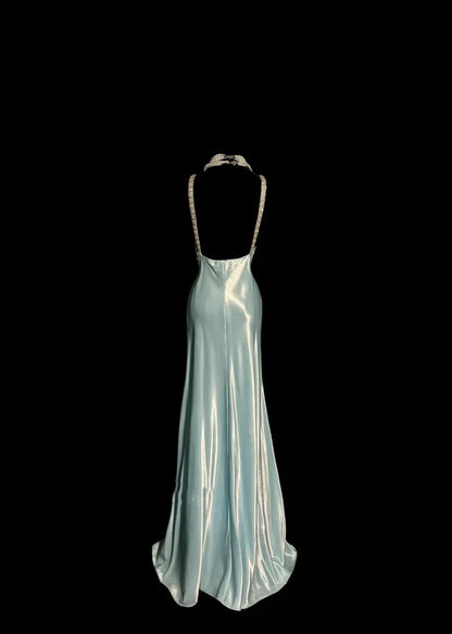 Vintage Sheath Straps Light Sky Blue 90s Long Prom Dresses Party Dress 20th Birthday Outfits Graduation Dresses SH3506