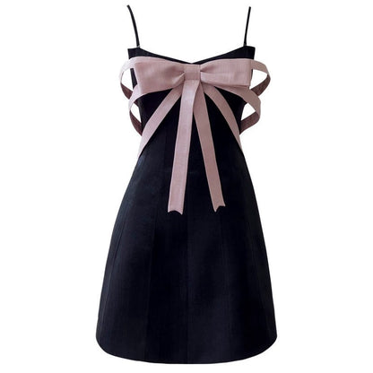 Trendy A line Spaghetti Straps Little Black Dress Formal Short 8th Grade Homecoming Dress Summer Middle School Hoco Dresses Cocktail Dress Birthday Outfits W955