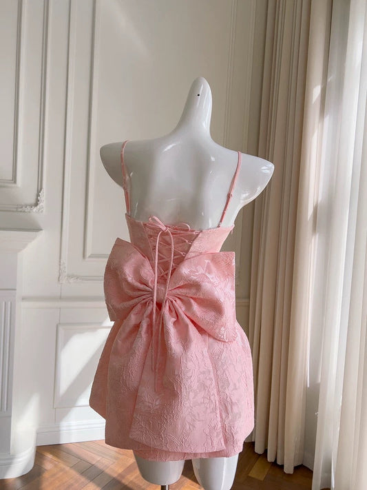 Sexy A Line Spaghetti Straps Pink Lace Sleeveless Formal Short 8th Grade Homecoming Dress Summer Middle School Hoco Dresses Birthday Outfits W971