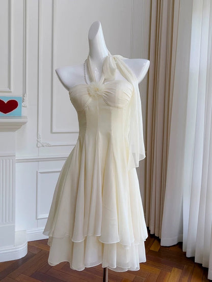 Pretty A line Halter Chiffon Short 8th Grade Homecoming Dress Summer Middle School Hoco Dresses Cocktail Dress Birthday Outfits W991