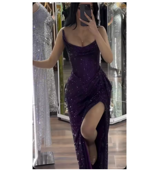 Classy Mermaid Strapless Black Girls Sequin Grape Sequin Long Prom Dresses Party Dress Birthday Outfits Graduation Dresses W992