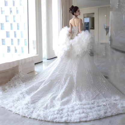 Retro Wedding Dress Mermaid Sweetheart Sequin Long White Wedding Dresses Bridal Gowns WD044