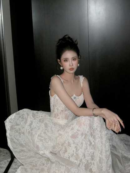Modest Wedding Dress Ball Gown Square Neck Lace Summer Long White Wedding Dresses Bride Dress Bridal Gowns WD085