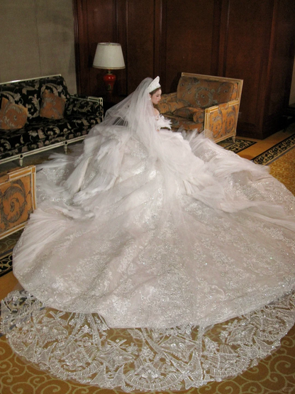 Pretty Wedding Dress Ball Gown Scoop Tulle White Long Luxury Wedding Dresses Bridal Gowns Brides Gown WD090