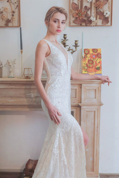 White Lace Mermaid White Lace Wedding Dress