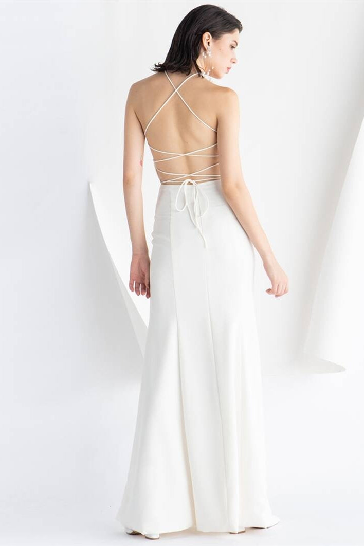 White Chiffon Maxi Long Dress