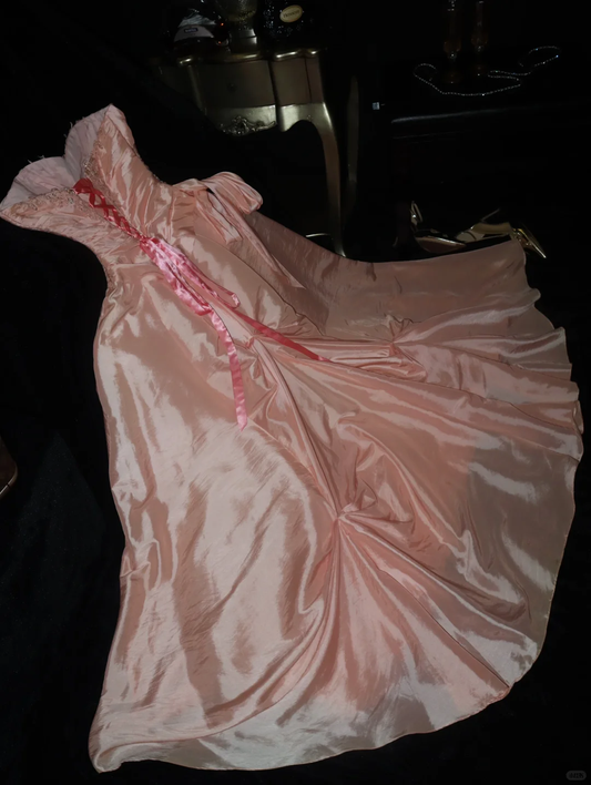 Light Pink A Line Sweetheart Neck Satin Party Dress Evening Dress SH3228