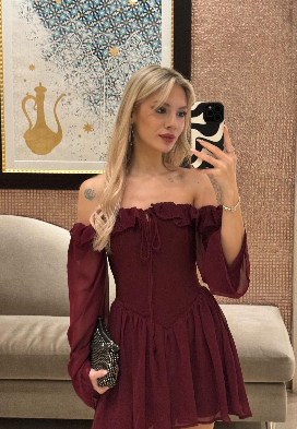 Burgundy  A Line Long Sleeve Chiffon Short Homecoming Dress Cocktail Dress SH3591