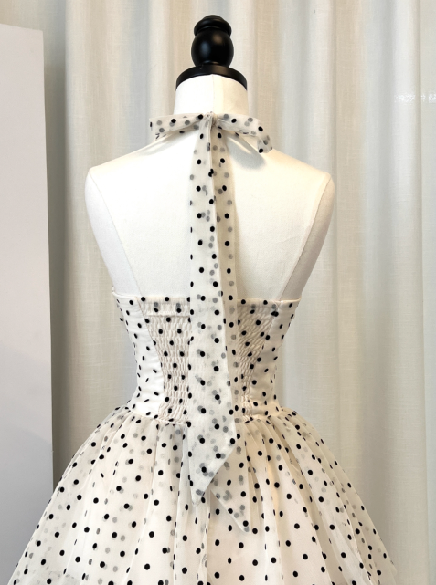 Cute A Line Halter Layered Polka Dot Tulle Party Dress Wedding Guest Dress SH3124