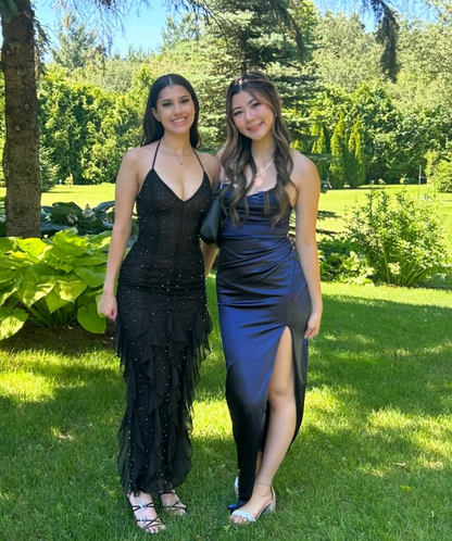 Black Exquisite Beaded Ruffle Flowy Chiffon Formal Party Dress Prom Dress Date Dress SH3533