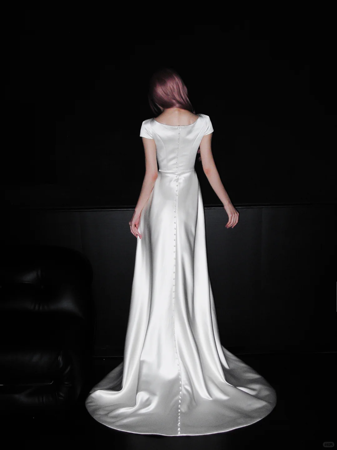 Vinatge Simple A Line White Satin Long Prom Dress Wedding Dress SH4968