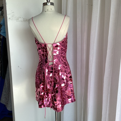 Gorgeous Pink Sequin Sheath Cocktail Dress Formal Graduation Homecoming Dress S977
