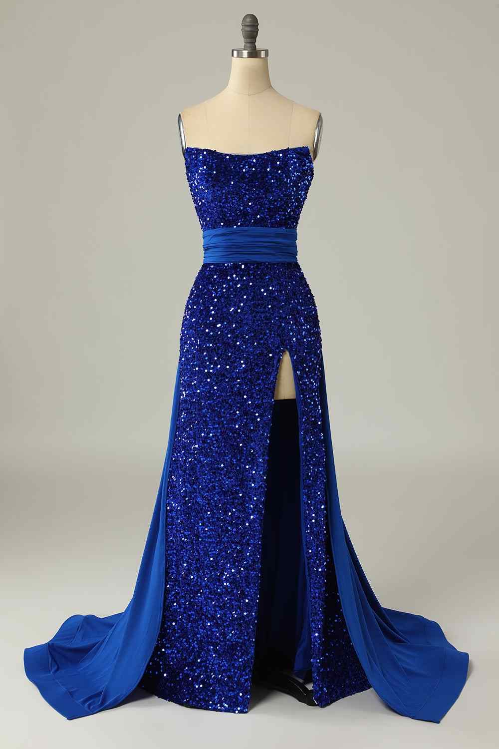 Royal Blue Strapless Fully Sequins Prom Party Dress