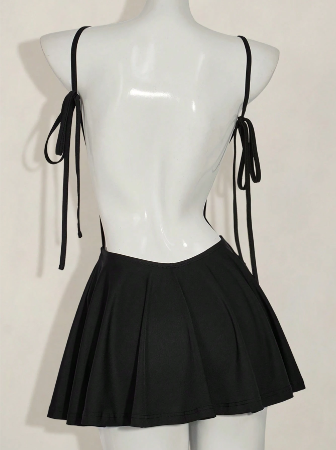 Sexy Spaghetti Straps Black Backless Cocktail Dress Short Homecoming Dress S899