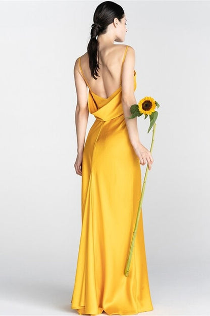 Yellow Long Slip Dress with Slit