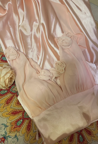 Pretty Pink V Neck Satin Mermaid Long Wedding Guest Dress Formal Birthday Prom Dress Party Gown D2139