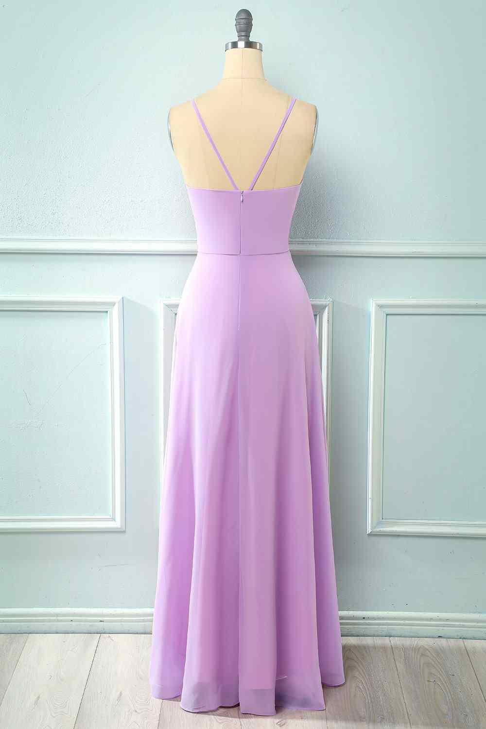A-line Chiffon Crepe Long Bridesmaid Dress