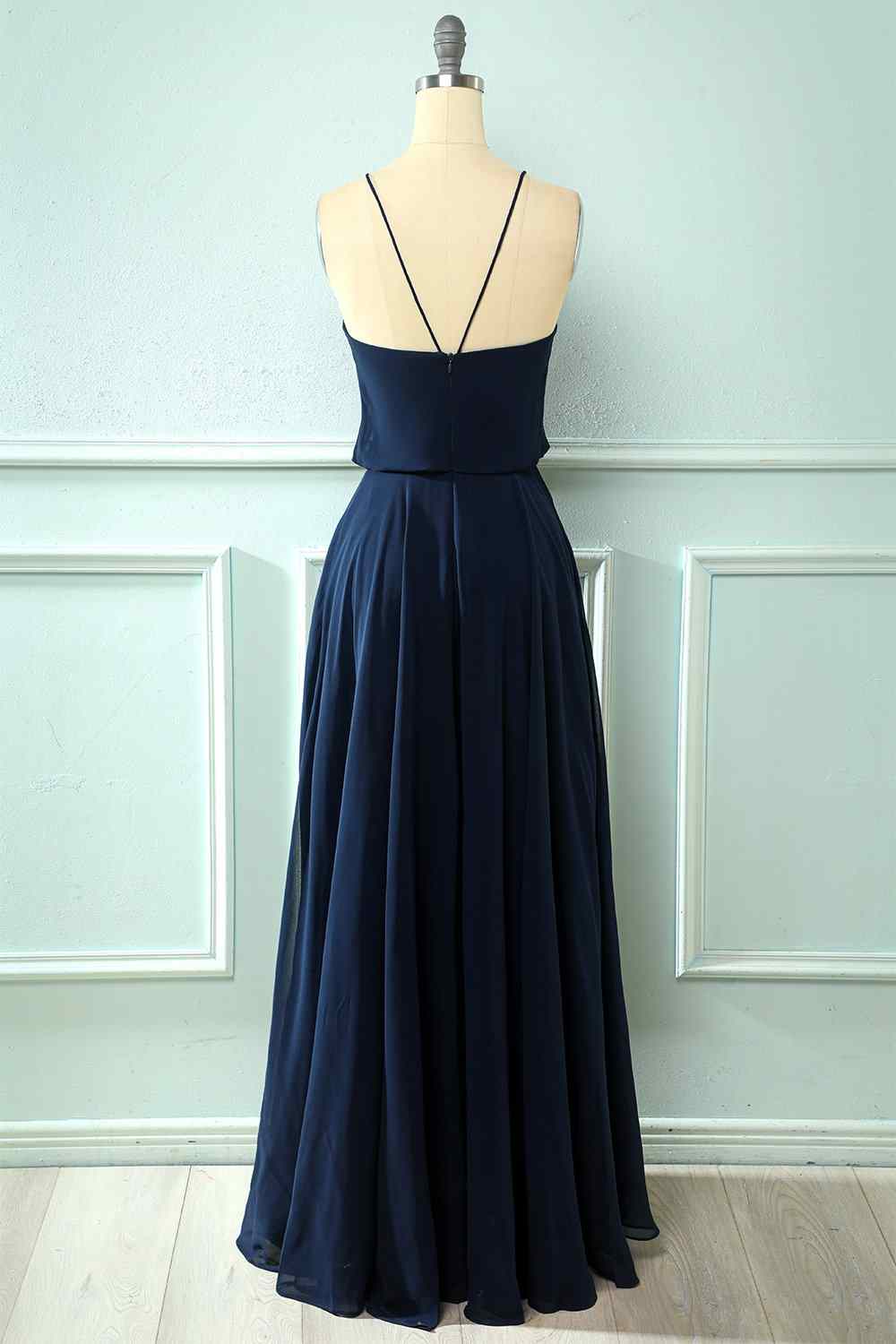 A-line Chiffon Crepe Long Bridesmaid Dress