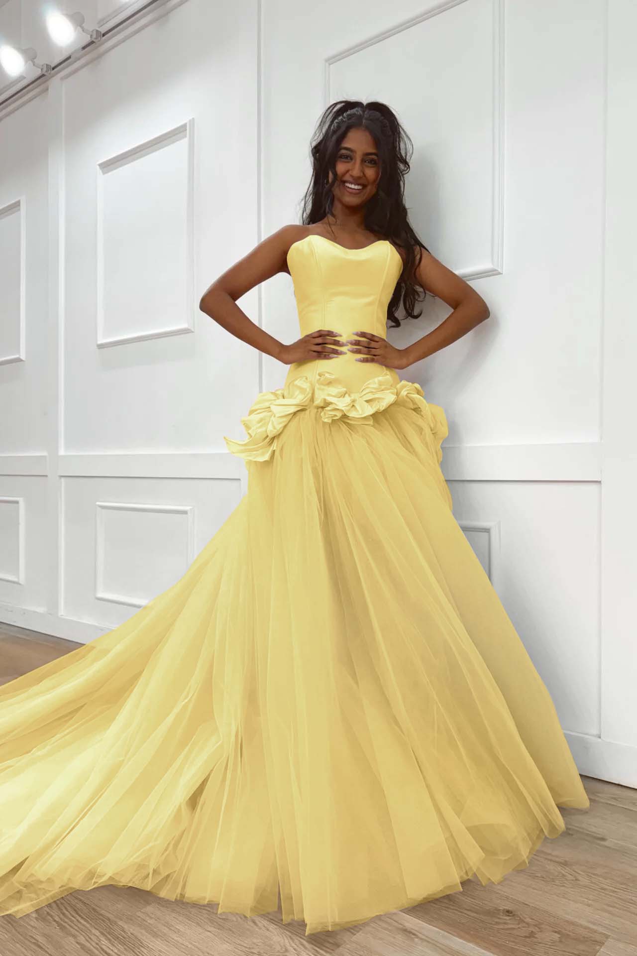 Pink Sweetheart Mermaid Evening Dress in Satin and Tulle with Bows