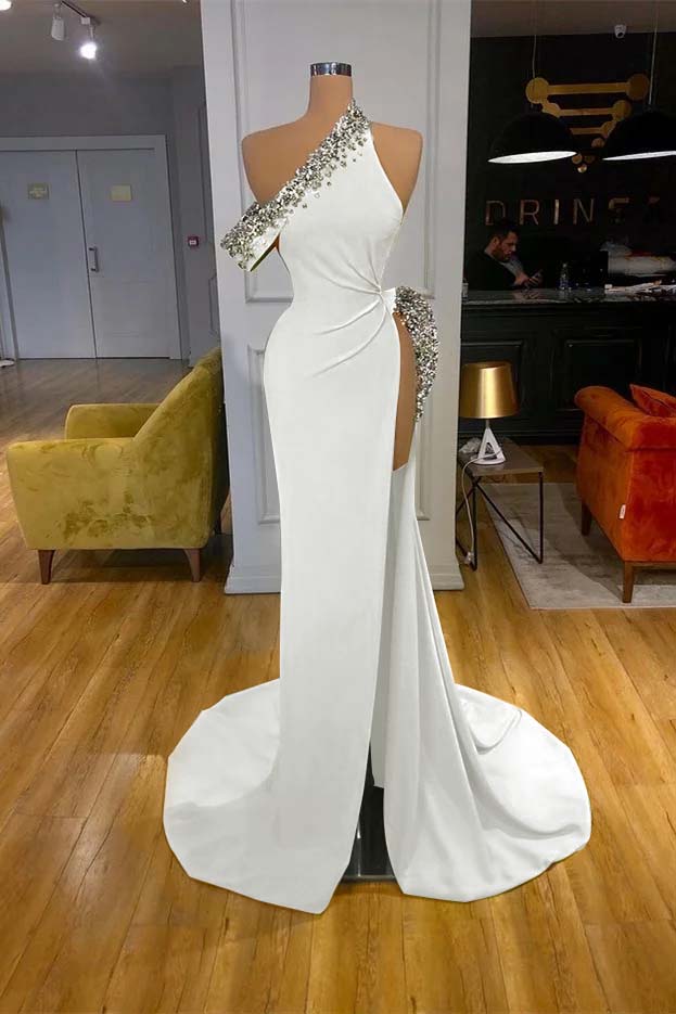 Mermaid Beadings Glorious Prom Dress Off-The-Shoulder With Slit
