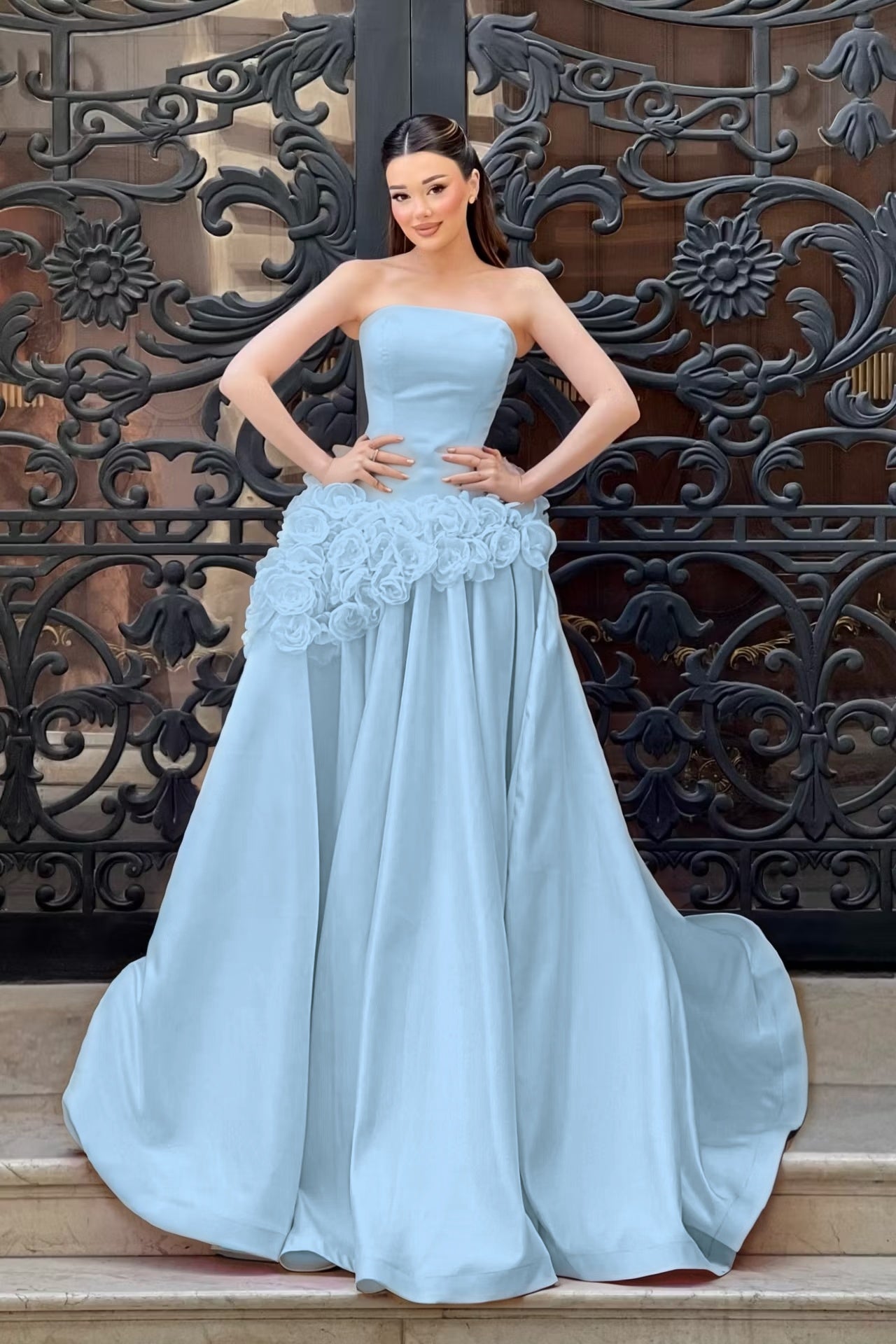 Charming Sleeveless Square A-Line Evening Dress With Handmade Flower