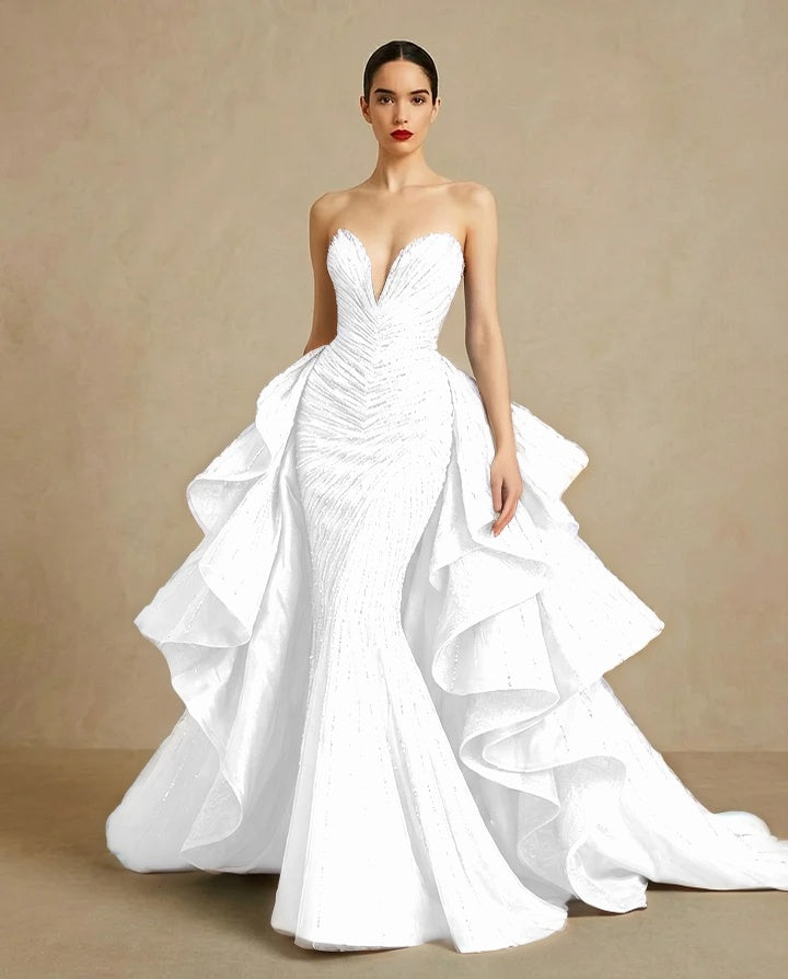 Graceful Sweetheart Sequins Embroidery Mermaid Strapless Evening Dress