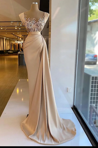Gorgeous Sleeveless Mermaid Beads Prom Dress With Split