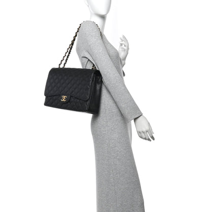 Caviar Quilted Maxi Double Flap Black