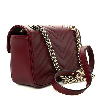 Lambskin Matelasse Small GG Marmont Shoulder Bag Rosso Ancora