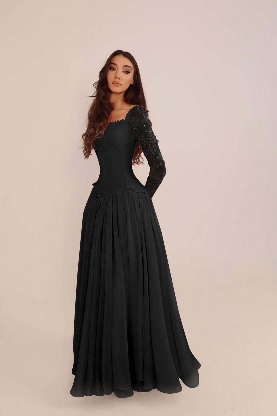 Glamorous Candy Pink Chiffon Long Sleeves Long Evening Dress With Sequins
