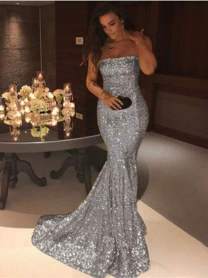 Strapless Sequins Mermaid Evening Dress PD031
