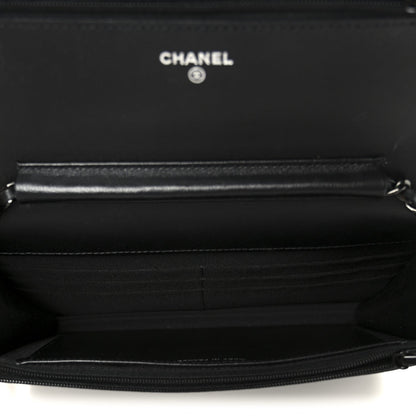 Lambskin Quilted Wallet On Chain WOC So Black