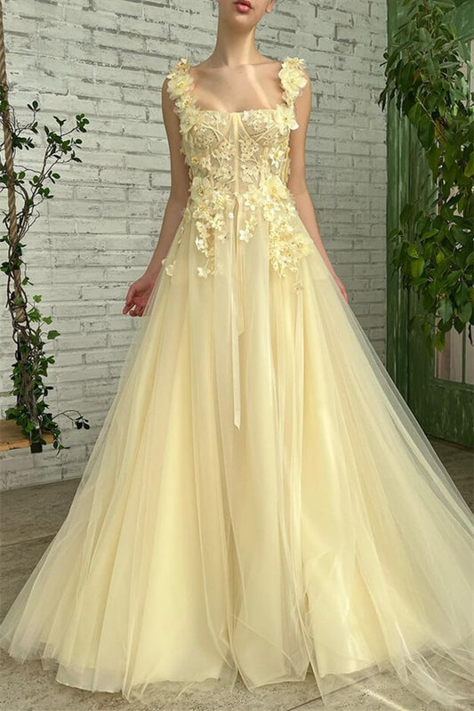 Sleeveless Strapless Evening Dress With Flowers On Sale Mermaid Daffodil
