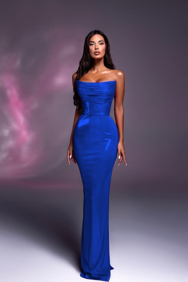 Fuchsia Strapless Long Prom Dress Mermaid Sleeveless