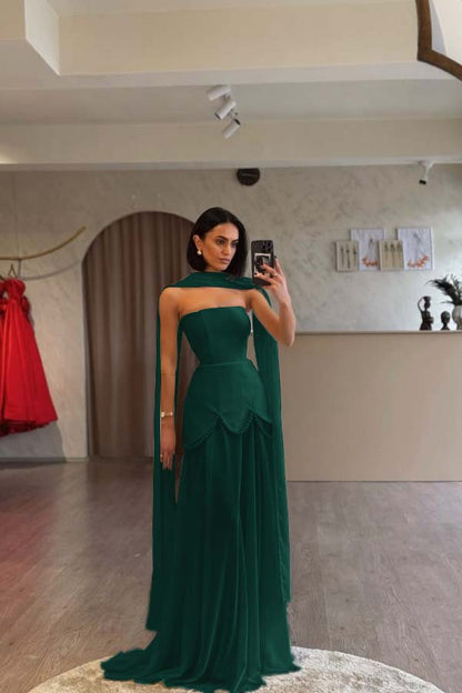 Glamorous White Satin Sleeveless Strapless Long Pleated Prom Dress with Beadings
