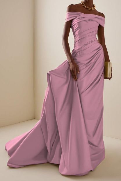 Glamorous Off the Shoulder Sleeveless Long Evening Dress With Pleated