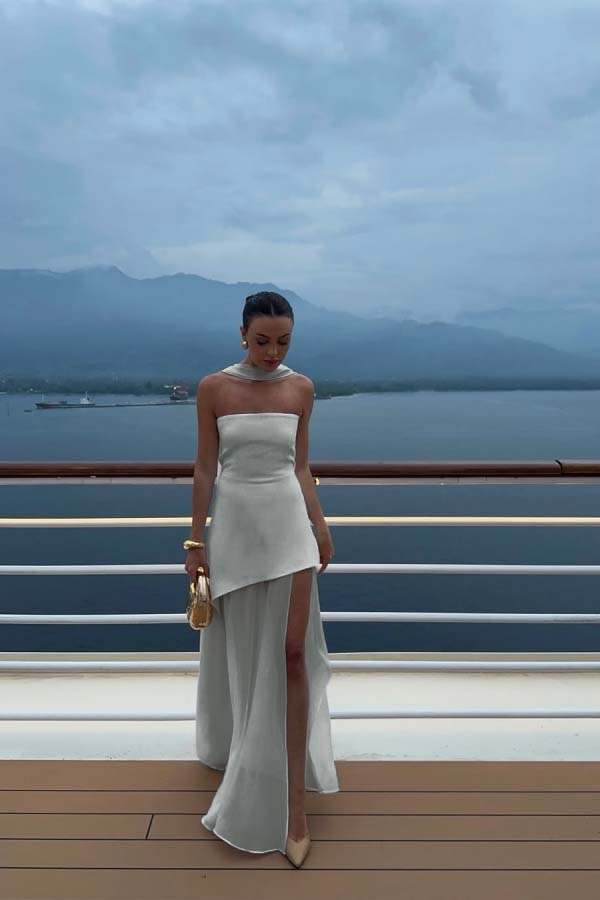 White Square Sleeveless Beautiful Prom Dress