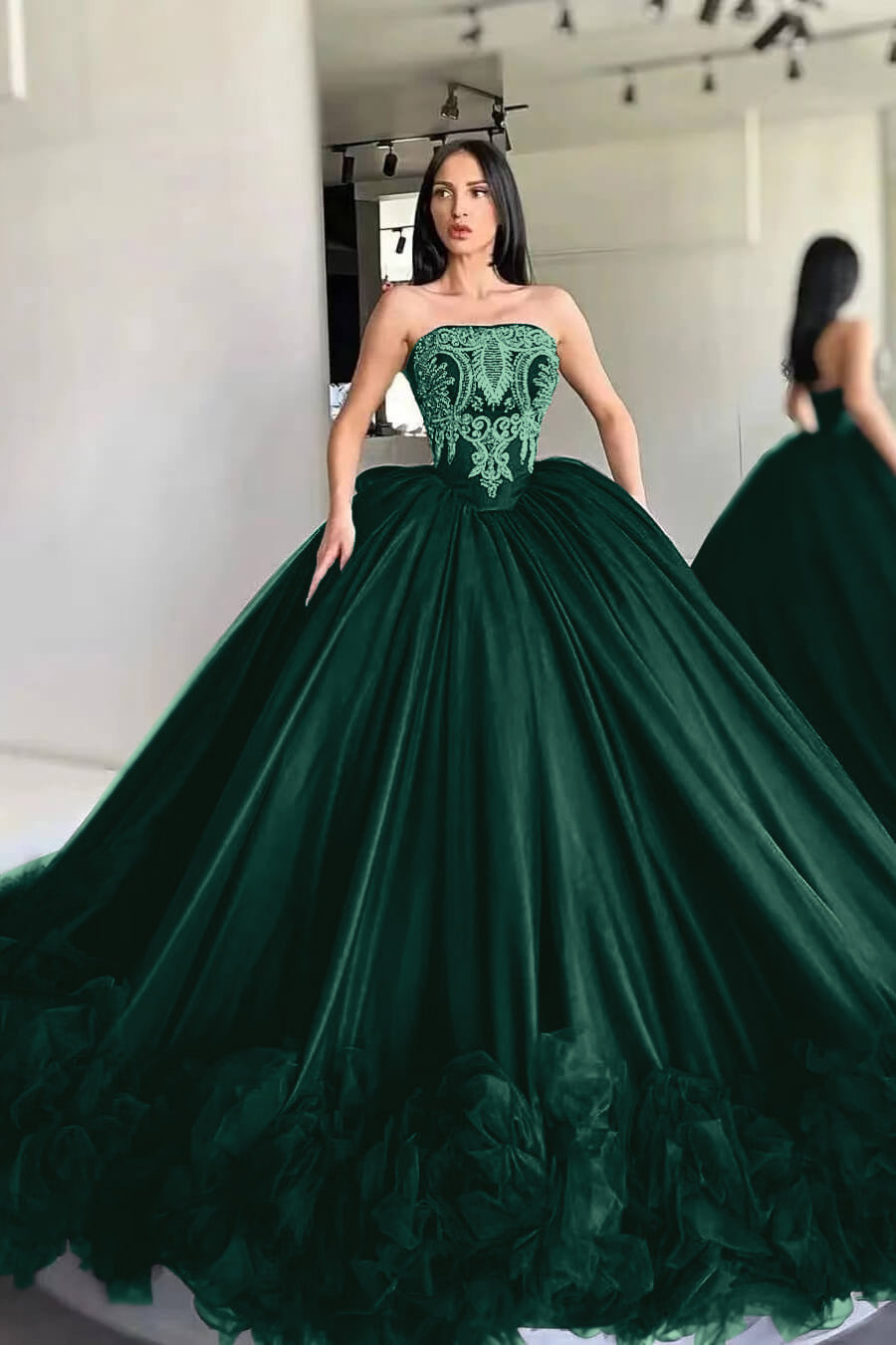 Gorgeous Strapless Mermaid Prom Dress Sleeveless With Appliques Black