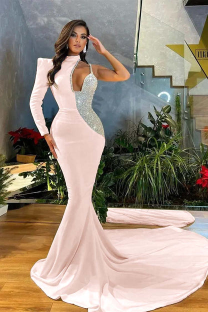 White Sequins Mermaid Prom Dress One Shoulder