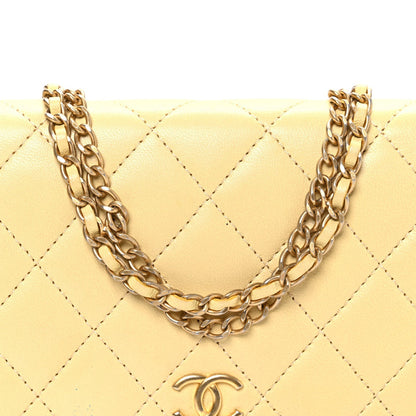 Lambskin Quilted Enamel Wallet On Chain WOC Yellow