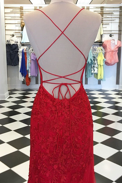 Amazing Spaghetti-Straps Mermaid Prom Dress Tulle With Appliques