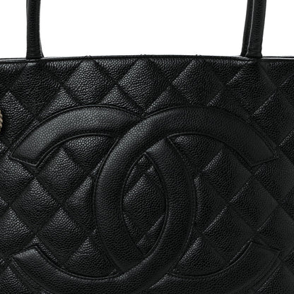 Caviar Quilted Medallion Tote Black