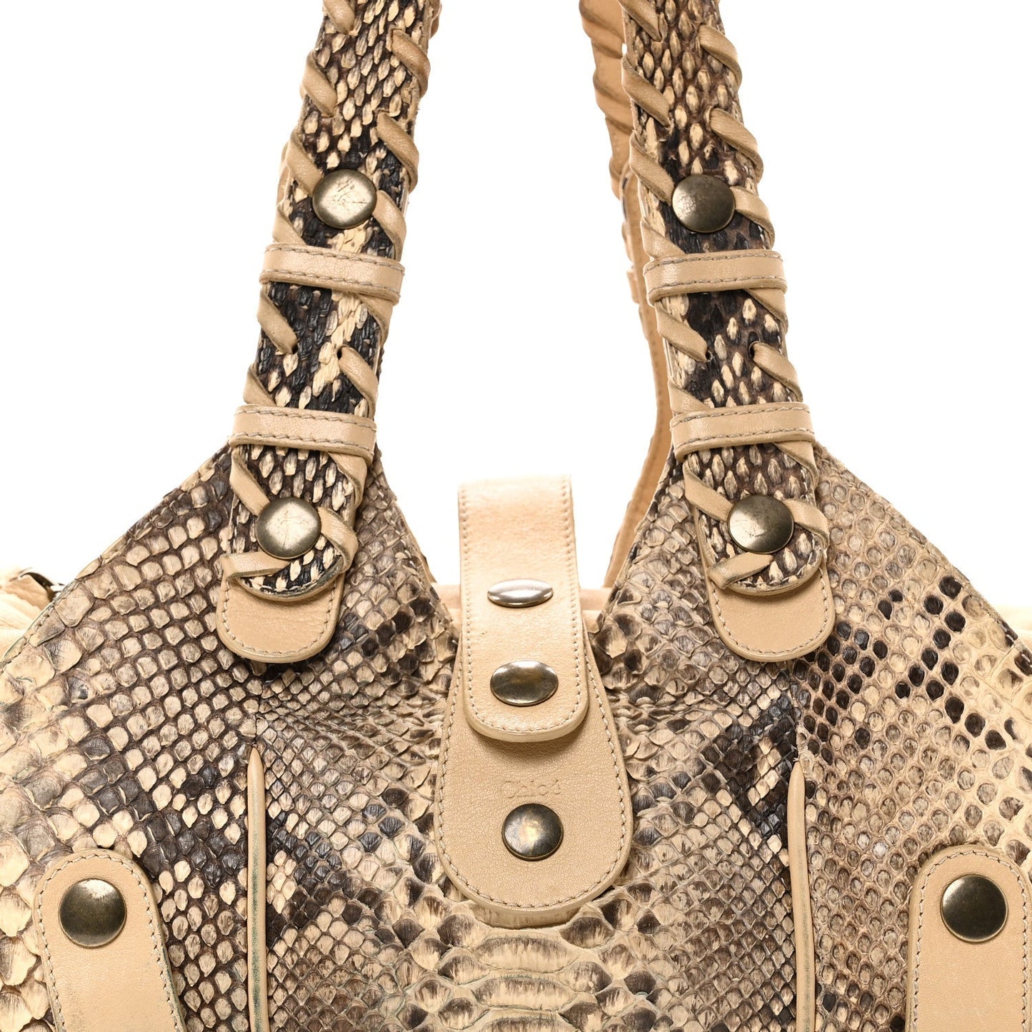 Snakeskin Silverado Shoulder Bag Beige
