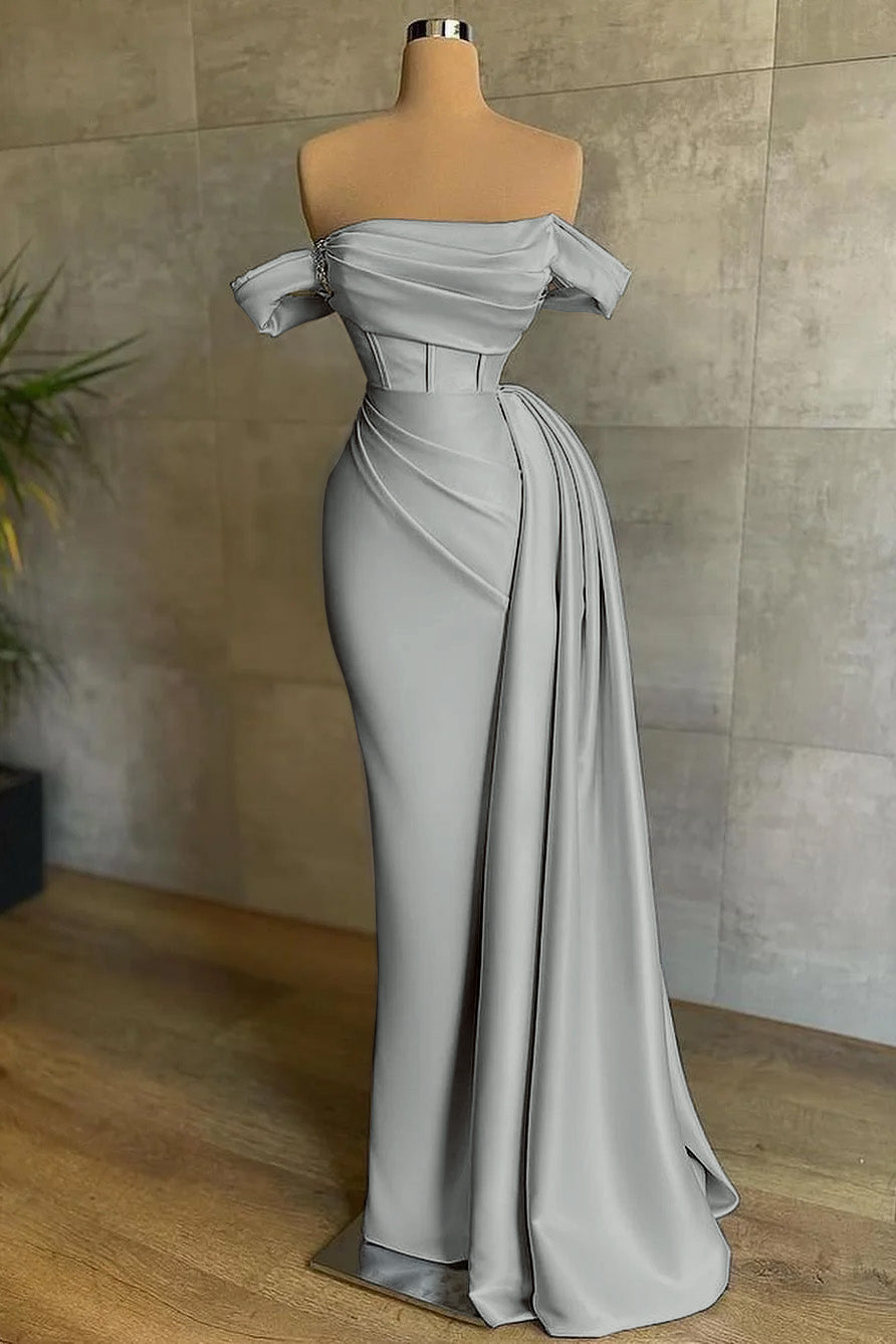 White Mermaid Prom Dress Off-The-Shoulder