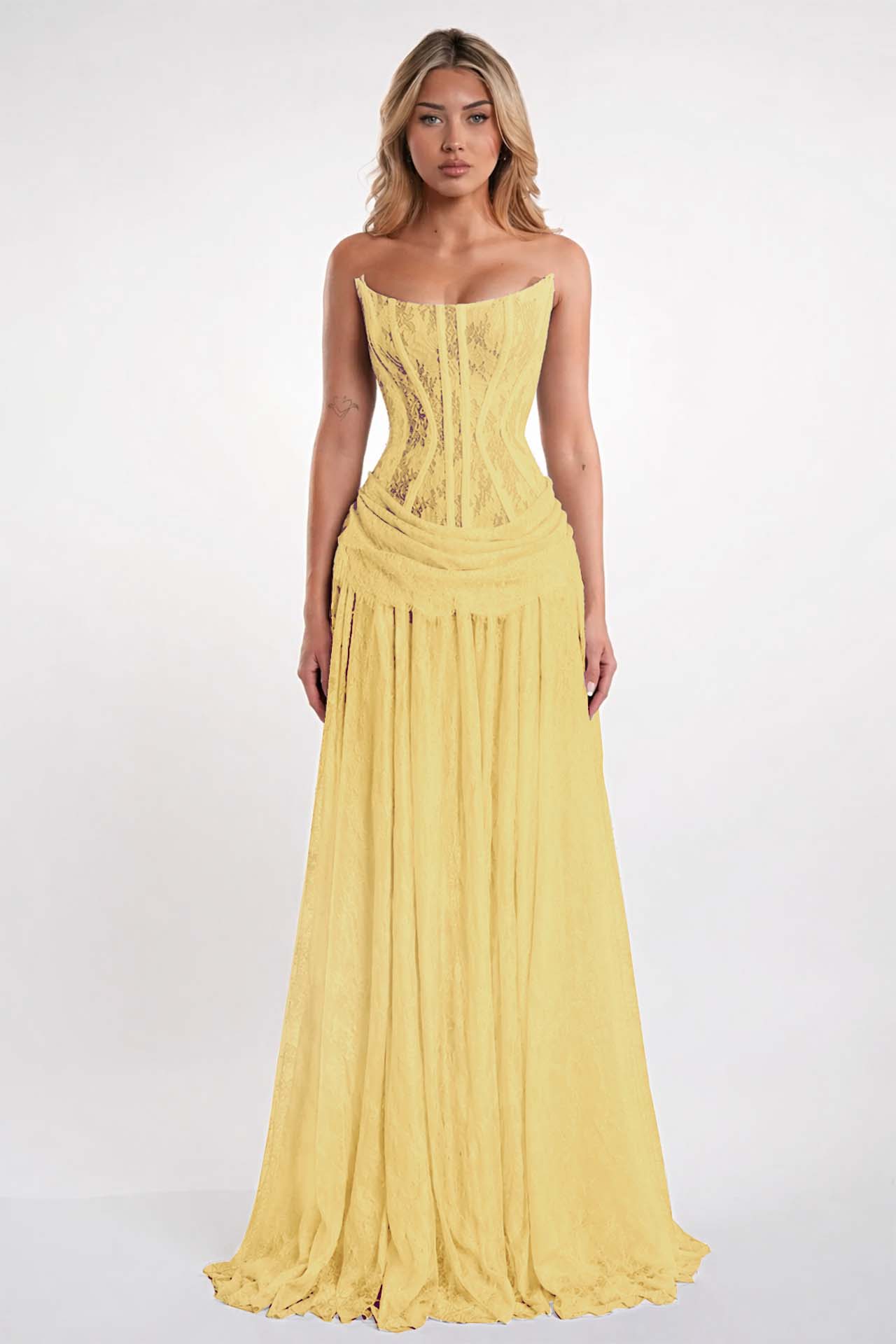 Elegant Black Strapless Evening Dress Sheath Floor Length With Lace