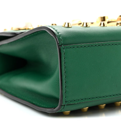 Calfskin Studded Small Padlock Shoulder Bag Emerald