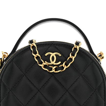 Lambskin Quilted Mini Chic Riviera Top Handle Vanity Case Black