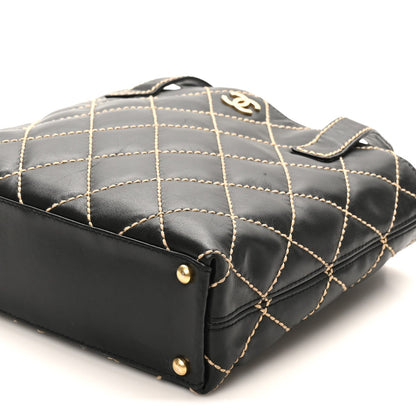 Calfskin Wild Stitch Tote Black